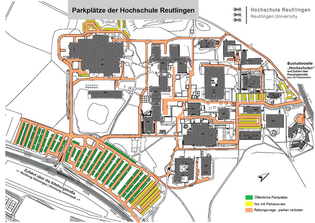 Parkplan Hochschule Reutlingen